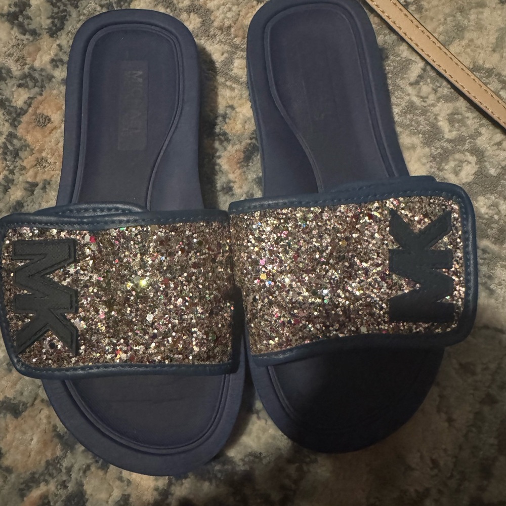 Michael Kors Navy Blue Slide Sandals